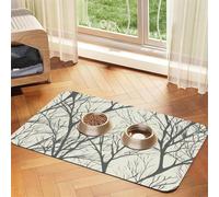Tree Branch Tapis de nourriture pour chien, tapis d'alimentation absorbant pour gamelles d'eau et de nourriture - Tapis de placement antidérapant pour sols - Imperméable - Séchage rapide - Pour chiens