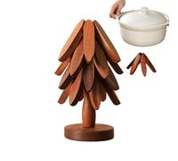 Tree Coaster - Foldable Christmas Tree Wood Teapot Holder | Table Decor Coaster Hot Dish Pad for Home Kitchen Restaurant Dining Room Bowl Counter