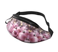 Tree Decor Sac banane pour homme et femme, sac de poitrine réglable tendance, sac banane de voyage, sport, marche, Boules de Noël roses, Taille unique