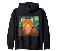 Tree Dweller Panda rouge tenant un cœur Van Gogh Art Sweat à Capuche