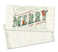 Tree-Free Greetings Carte de Noël avec art assorti, respectueux de l'environnement, fabriquée aux États-Unis, papier 100 % recyclé, 9,4 x 17,2 cm, carte d'argent dessinée Merry Little Christmas