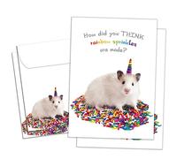 Tree-Free Greetings Carte de vœux d'anniversaire, respectueuse de l'environnement, fabriquée aux États-Unis, papier 100 % recyclé, 12,7 x 17,8 cm, souris arc-en-ciel (GT61240)