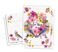 Tree-Free Greetings Carte de vœux de mariage, respectueuse de l'environnement, fabriquée aux États-Unis, papier 100 % recyclé, 12,7 x 17,8 cm, oiseaux amoureux (GT61259)