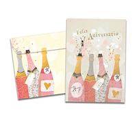 Tree-Free Greetings Carte de vœux pour anniversaire de mariage espagnole respectueuse de l'environnement, fabriquée aux États-Unis, papier 100 % recyclé, 12,7 x 17,8 cm, champagne AAnniversario (GO64618)