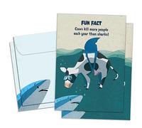 Tree-Free Greetings GT61547 Lot de 2 cartes d'anniversaire avec enveloppes assorties, respectueuses de l'environnement, fabriquées aux États-Unis, papier 100 % recyclé, 12,7 x 17,8 cm, motif vache requin