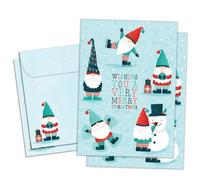 Tree-Free Greetings GT64254 Lot de 2 cartes de vœux de Noël avec enveloppes assorties, respectueuses de l'environnement, fabriquées aux États-Unis, papier 100 % recyclé, 12,7 x 17,8 cm, nains festifs