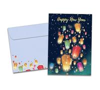 Tree-Free Greetings Lot de 10 enveloppes assorties pour Nouvel An - Respectueux de l'environnement - Fabriqué aux États-Unis - Papier 100 % recyclé - 12,7 x 17,8 cm - Lumières flottantes (HB54453)