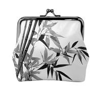 Tree Image Chinese Calligraphie Print Double Fermoir Cadre en Métal Cuir Pochette à Change Portefeuille pour Femme avec Clés Petit Sac à Main, Noir , Taille unique