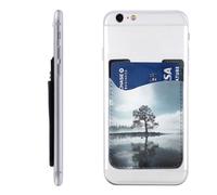 Tree In The Mist Porte-cartes de téléphone en cuir à coller sur l'arrière du téléphone, compatible avec la plupart des téléphones portables (iPhone, Android), blanc, taille unique, blanc, Taille