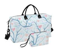 Tree Love Pastel Simple Bleu Décoratif Carry On Personal Item Bag Sports Tote Gym Bag with Toiletry Bag for Hiking Large Capacity bolso para en Avion