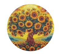 Tree Made of tournesols Rond Puzzle 120 Pièces pour Adultes Enfants Forme d'animal Cadeau Inspirations Voyage Réduction du Stress Jeu D'Intelligence l'art 120 PCS