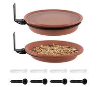 Tree Mounted Bird Feeder - Heavy Duty Iron Bracket with 2 Trays, Wild Feeding Bowl for Water Seed, Wall Fence Deck Stakes Installation | Outdoor Hummingbird Woodpecker Chickadee Nuthatch Robin Oriole