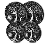 Tree of Life Lot de 4 couvre-plaques ronds en métal pour cuisinière électrique, brûleur supérieur, protection de four à gaz, accessoires de cuisine, table de cuisson moderne, décoration de cuisine