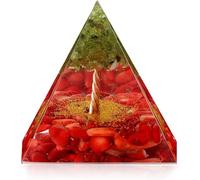 Tree of Life Pyramide orgonale pour énergie positive, péridot et corail rouge pyramides en cristal de guérison pour réduire le stress, chakra, guérison Reiki, méditation