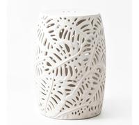 Tree of Life Tabouret de Jardin Intérieur/extérieur en Céramique de 45 Cm, Lake House Moderne Contemporain Fait à La Main, Salon, Salon de Jardin, Terrasse, Blanc