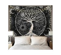 Tree of Life Tapestry Moon and Sun Black Psychedelic Wall Hanging,200x150cm