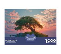 Tree on an Island 1000 Pcs Carton Extra-épais Lot de Puzzles Lonely Tree Stimulant Et Éducatif Jeu Familial Puzzles pour Adultes Et Enfants 38x26cm/1000pcs