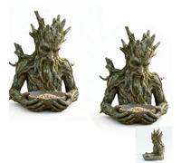 Tree Spirit Mangeoire à oiseaux, sculpture d'extérieur antique intégrée avec crochet caché en trou de serrure, décoration de jardin rustique, sculpture d'alimentation unique pour les amateurs