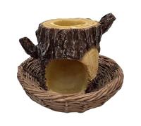 Tree Stump Bird Feeder-Natural Bark Texture Wild Bird Feeding Station For Outside, Weatherproof Resin Birdwatcher Decor For Finches, Budgies & Canaries, Decorative Garden Landscape Ornament