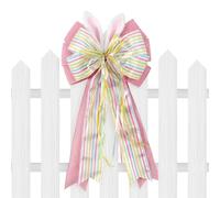 Tree Topper Bow - Colorful Holiday Decoration for Hallway Doorway Kitchen Entryway | Fabric Ribbon Design with Layered Loops, Festive Accent for Spring Easter Wreaths Home Parties Living Space Door De