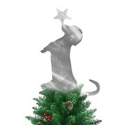 Tree Topper - Metal, 11,8" Dachshund Topper Ornament Cute Dog Christmas Decoration | Reusable Festive Accent For Tree, Wall, Shelf, Farmhouse Decor, Indoor/Outdoor Holiday Parties & Seasonal Displays