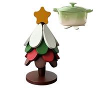 Tree Trivet Wooden 4 Tier Foldable - Heat Resistant Christmas Decor Coaster | Christmas Coaster Tree for Restaurant Camping Picnic Barbecue | Cups Bowls Plates Soup Pots Baking Pans Tree Trivet Wooden 4