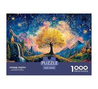 Tree with Lush Green Leaves 1000 Pcs Carton Extra-épais Coffret De Puzzles Gogh-Style Cosmic Tree Anti-Stress Jeu Créatif Puzzles As Birthday Gifts 70x50cm/1000pcs
