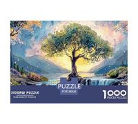 Tree with Lush Green Leaves 1000 Pcs Carton Extra-épais Coffret De Puzzles Gogh-Style Cosmic Tree Stimulant Et Éducatif Défi Unique Puzzles As Birthday Gifts 38x26cm/1000pcs
