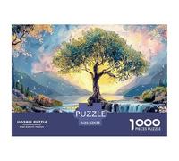 Tree with Lush Green Leaves 1000 Pièces Carton Premium Coffret De Puzzles Gogh-Style Cosmic Tree Stimulant Et Éducatif Jeu Familial Puzzles pour Adultes Et Enfants 52x38cm/1000pcs