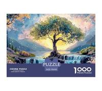 Tree with Lush Green Leaves 1000 Pièces Carton Premium Lot de Puzzles Gogh-Style Cosmic Tree Stimulant Et Éducatif Jeu Familial Puzzles pour Adultes Et Enfants 70x50cm/1000pcs