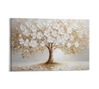 Tree_with_white_FleurssTableaux Decoratifs Peinture à l'huile Impression Sur Toile Image Tableau Murale Décoration Chambre Art Toile Haut De Gamme Pour Décoration Salon Salle 16x24inch(40x60cm)