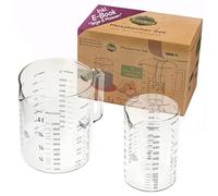 TreeBox Jeu de 2 brocs mesureurs en verre avec bec verseur - Résistant à la chaleur et passant au micro-ondes - Différentes unités de mesure - Parfaits pour la pâtisserie et la cuisine