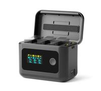 Treeboy Chargeur de batterie intelligent pour GoPro Hero 13, Mission 1 Pro, Mission 1,24 W double charge rapide avec écran LCD qui affiche la batterie SOC, piles non incluses