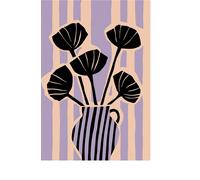Treechild - imprimé "Still Life No 2", Avec bandes PM7238 (40 cm x 30 cm) (Noir/lavande/couleur crème)