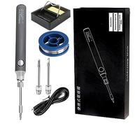 Treedix Kit de fer à souder, 8 W, outils de soudage avec température réglable de 330 à 450 ℃, fer à souder électrique sans fil, câble de charge USB, Support de soudure, 3 Embouts pour Soudure