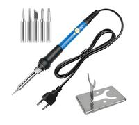 Treedix Kit de fer à souder électronique, 60 W, 220 V, avec température réglable, mini fer à souder avec prise européenne, 5 pannes à souder avec support de fer à souder