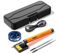 Treedix Kit de fer à souder sans fil, rechargeable par USB, 8 W, avec trois pointes de fer, température réglable de 300 ℃ à 450 ℃, stylo à souder électrique pour réparation