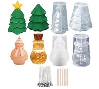 Treedix Lot de 4 moules en silicone en forme de bonhomme de neige pour fabrication de bougies de Noël 3D pour résine époxy, fabrication de bougies, décorations de jardin, décoration de Noël, cadeaux à