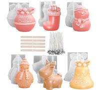 Treedix Lot de 6 Moules en Silicone 3D pour Fabrication de Bougies de Noël en Résine Époxy, Décorations de Jardin, Loisirs Créatifs