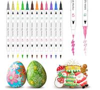 Treedoa Stylo Colorants Alimentaire,12Pcs Marqueurs Comestibles,Edible Pigment Pen Marqueur Double Face pour Fondant Bricolage Biscuits,œufs de Pâques,Feutres Décorations gâteaux et Desserts