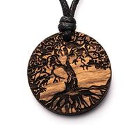 treeforce Arbre de vie, saule de vie, arbre de vie, chaîne en bois, collier, porte-clés ou pendentif de voiture 3 en 1, bijoux DIY, fait à la main, durable et végétalien en bois