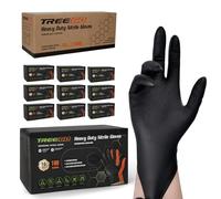 TREEGO Lot de 1000 gants jetables en nitrile noir de 10 mm - Taille XL - Poignée diamant résistante - Gants jetables sans latex pour équipes automobiles, industrielles, de construction et d'atelier