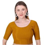 TreegoArt Fashion Chemisier Extensible prêt à Porter en Coton et Coton pour Femme, Manches aux Coudes, Taille Unique -(coton1 Mustard XL)