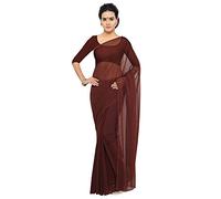 TreegoArt Fashion femme Saree uni en georgette pour avec pièce de chemisier non cousue -(Plain Coffee)