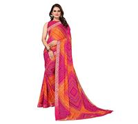 TreegoArt Fashion Saree imprimé Georgette Bandhani pour femme avec pièce de chemisier non cousue -(VERA PINK)