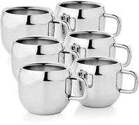 TreegoArt Lot de 6 tasses à thé et café à double paroi en acier inoxydable 120 ml