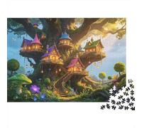 Treehouse Village Puzzle 1000 Pièces Recyclé Monde de Conte de Fées Puzzles pour Garçons et Filles Parent Child Game Props Developing Boy & Girl‘s Intelligence Éducatif 38x26cm/1000pcs