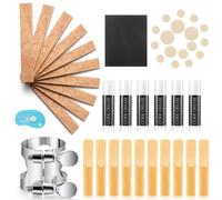 Treela Kit de 46 pièces de rechange en liège pour clarinette comprenant 10 joints de rechange pour clarinette, 17 tampons pour instruments à vent en si bémol, 6 graisses de liège, 10 anches, 1