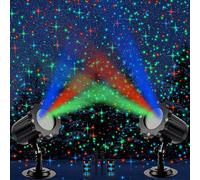Treela Lot de 2 projecteurs LED d'extérieur RVB étanches pour jardin, fête, été, cour, décoration de jardin (étoilé, coque noire, lumière 3 couleurs)