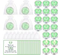 Treela Lot de 20 bougies chauffe-plat vertes avec sac en organza pour invités en forme de pieds mignons brûlant des étiquettes de remerciement, cadeaux de retour, souvenirs pour fête prénatale, fête